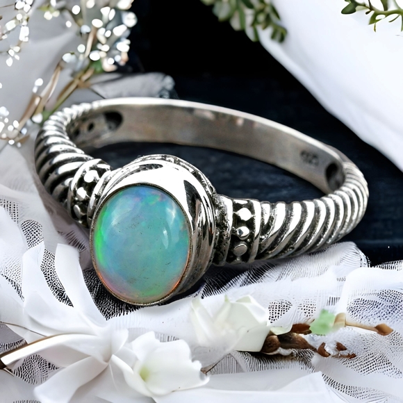 🔥PRICE DROP🔥NWT ARTISAN CRAFTED ETHIOPIAN WELO OPAL STERLING SILVER RING SZ8.0